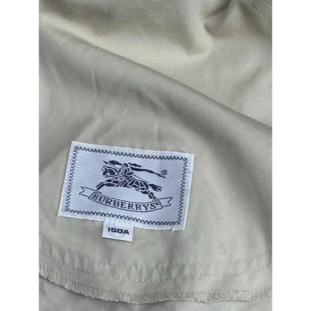 Vintage Burberrys Harrington Jacket Tan 150A Small Embroidered Logo Parka Coat